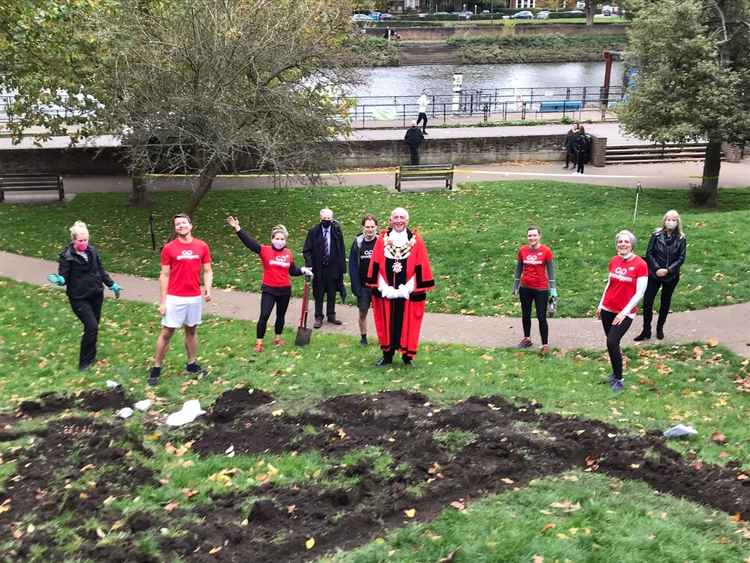 Socially distanced team photo with the Mayor of Richmond