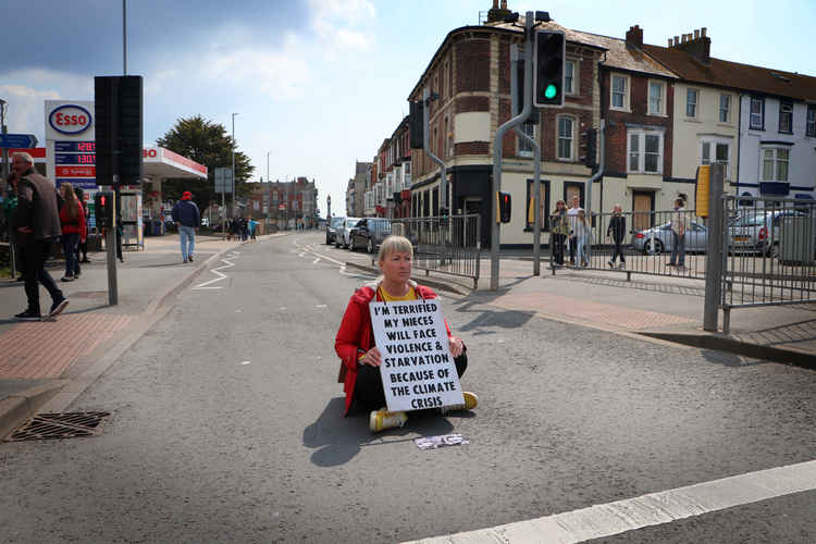 Emma protesting in Weymouth