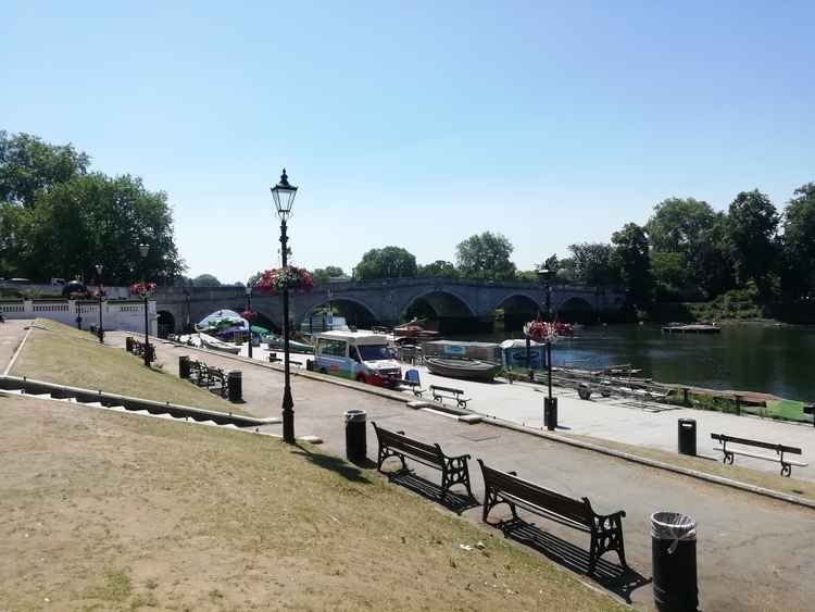 A deserted Richmond Riverside over lockdown in the early summer