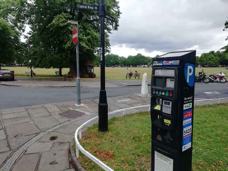 Pay and display parking machine on Richmond Green