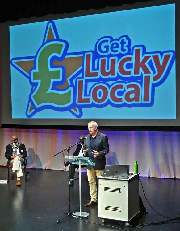RFU chief executive Bill Sweeney speaking at the launch of Get Lucky Local lottery