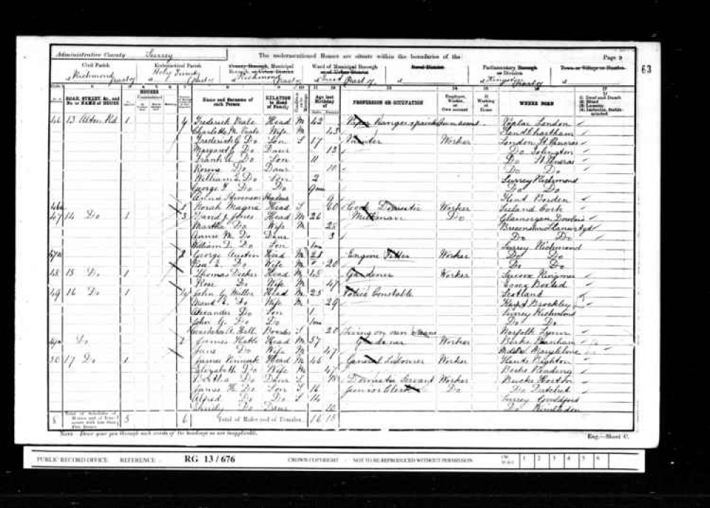 Census showing the age of George Veale in 1901. As he was only 9 months in this census, he would have only been 16 when he enlisted