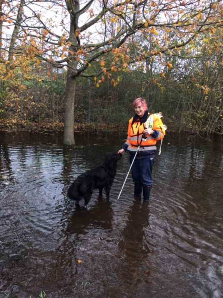 RTN chair Jackie Venus, out for a walk with her guide dog Skye