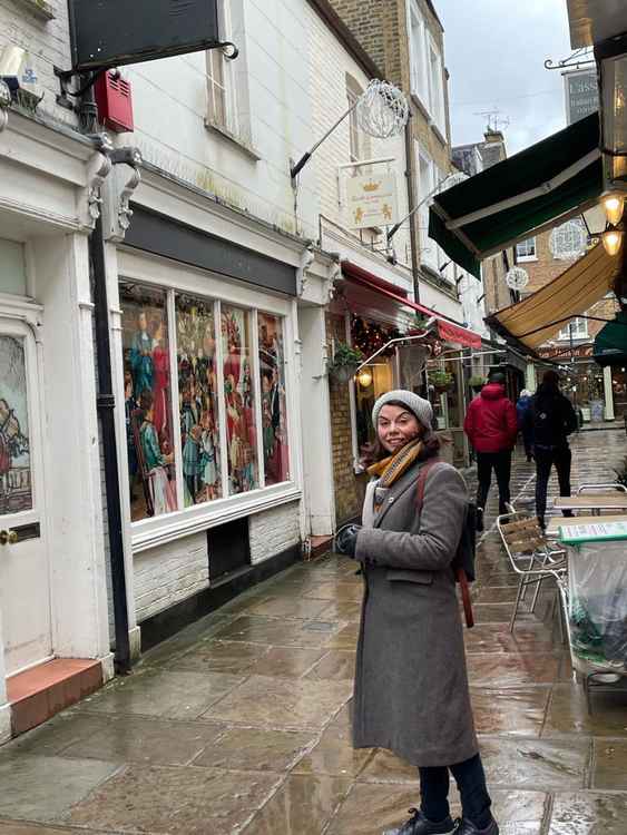 Sarah Olney MP doing a spot of Christmas shopping on Small Business Saturday