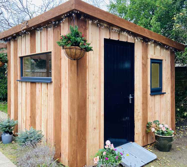 The 'pod' in the garden at the care home in Kew, adorned with Christmas decorations. Credit: Cecil Court, Kew