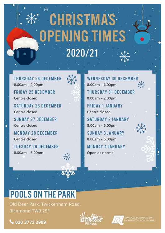 Leaflet with opening dates and times