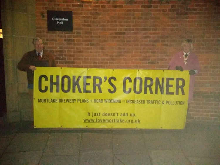 Protesters outside a previous planning meeting on Stag Brewery redevelopment