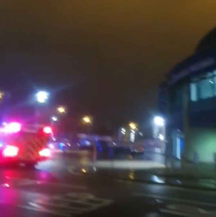 Fire crews at the stadium - screenshot from Stacey's footage