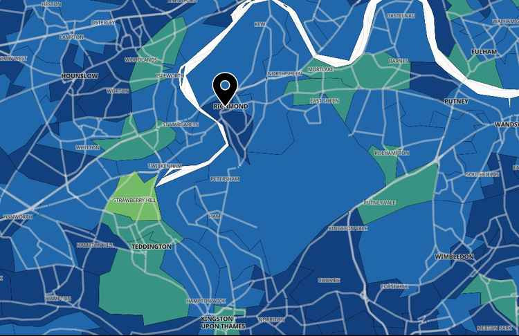 Map shows levels of Covid-19 in the borough of Richmond