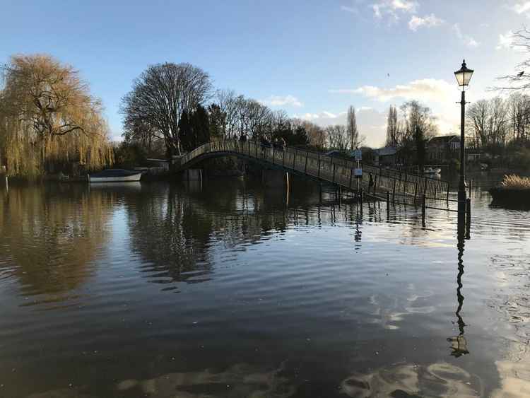 The bridge over to Eel Pie Island is covered