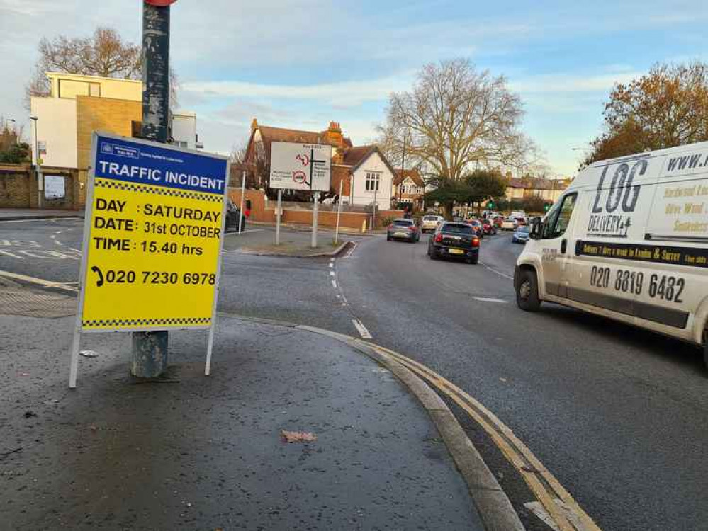 Information board about the incident on Queen's Road