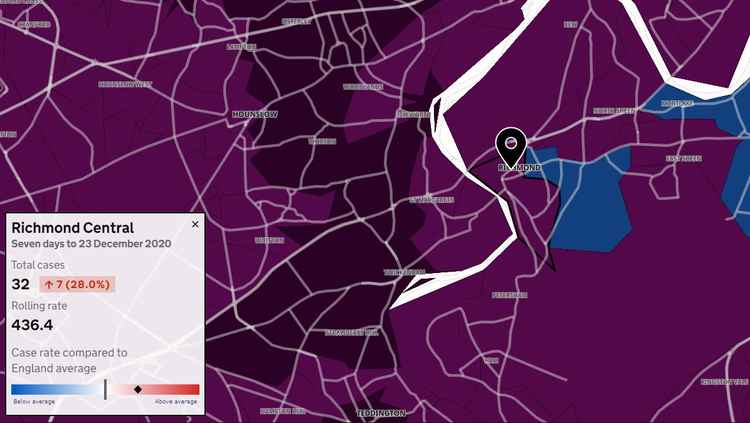 Heat map showing the spread of coronavirus across the borough