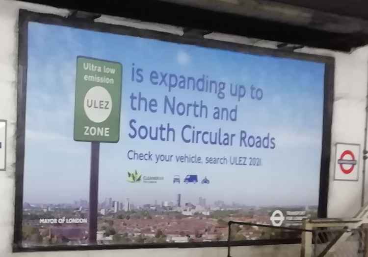 Advertising boards on the Underground about the changes to Ulez