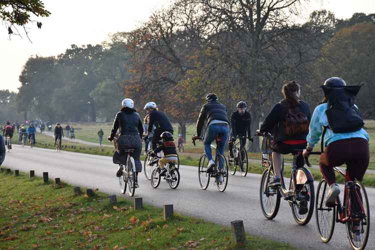 Cyclists on Sawyer's Hill. Stock photo by Jack Fifield