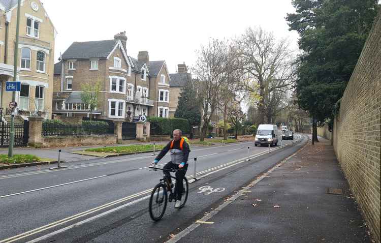 A cyclist heading to Kew