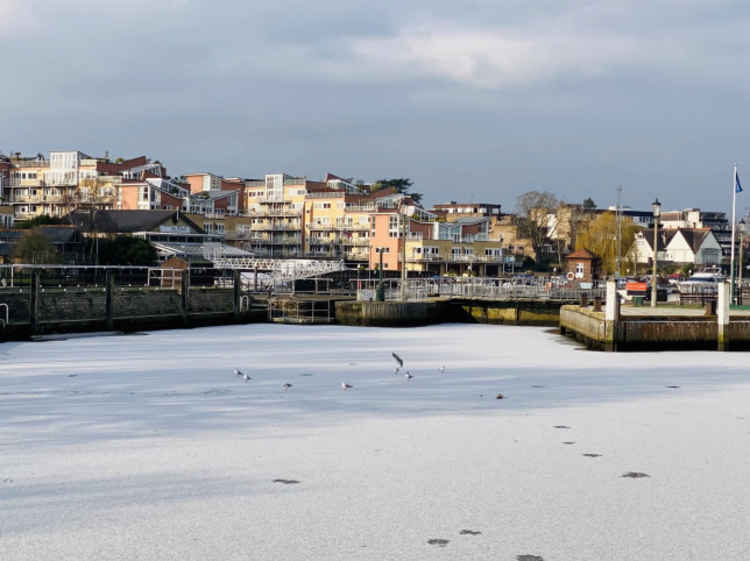 Locals said they had never seen the river freeze like this before. All photos courtesy of SWNS