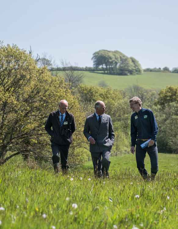 DWT trustee Jim White, HRH Prince Charles and DWT conservation officer Nick Gray Picture: Katharine Davies