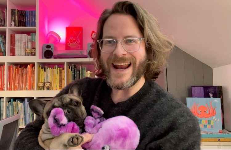 Children's illustrator Steven Lenton and his dog Big Eared Bob