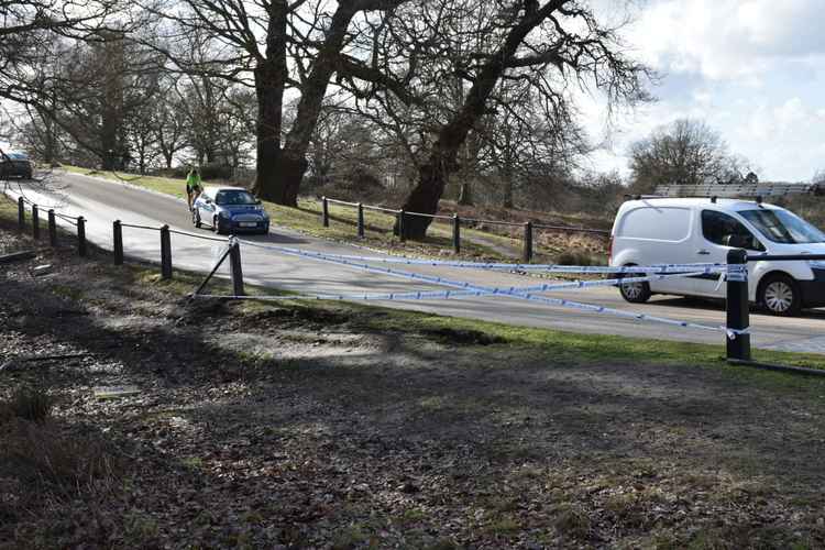 Police tape replaces the railings. Photo by Jack Fifield