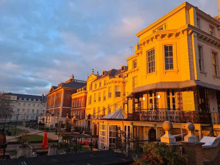 Light reflecting onto buildings in Richmond