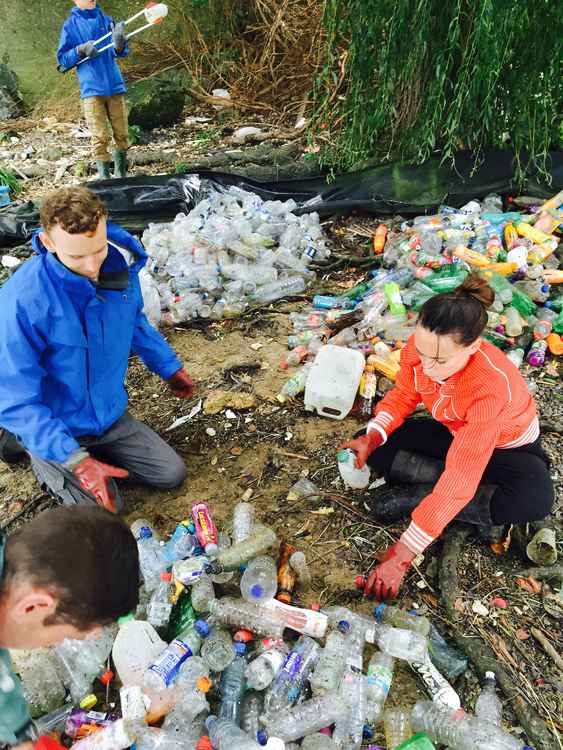 Almost 600 plastic bottles were collected at Crabtree Wharf Big Bottle Count 2016