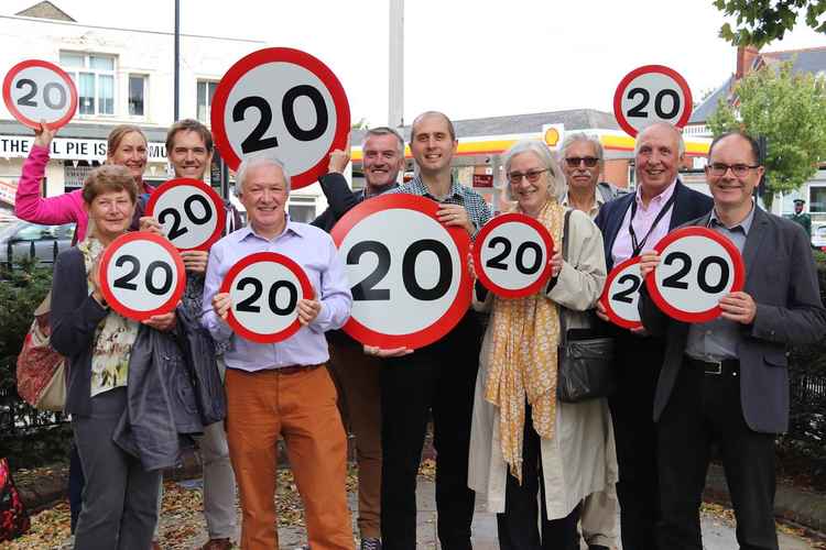 Happy councillors with 20mph signs