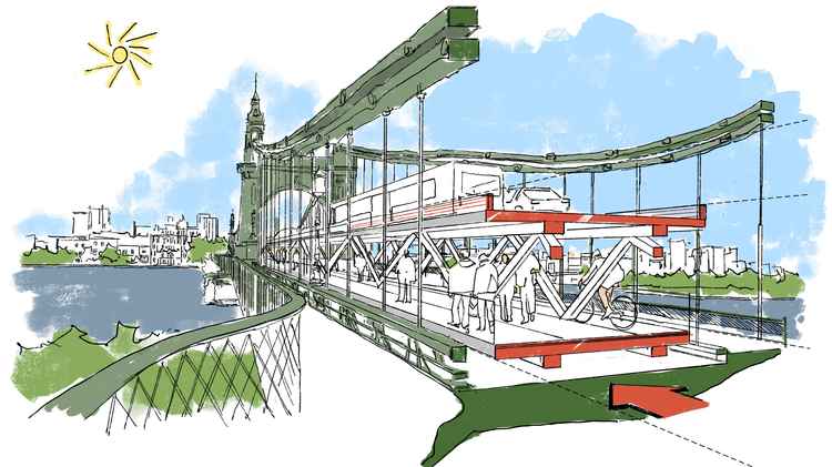 Proposal for a temporary double-decker crossing (picture: Foster + Partners)