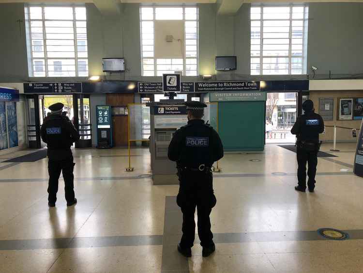 Officers from British Transport Police in Richmond Station