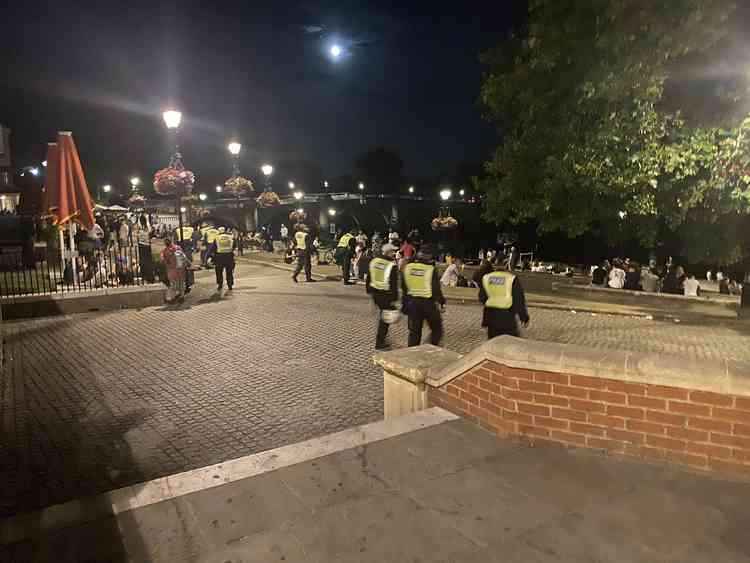 Police clearing Richmond Riverside amid the anti-social behaviour troubles of last summer