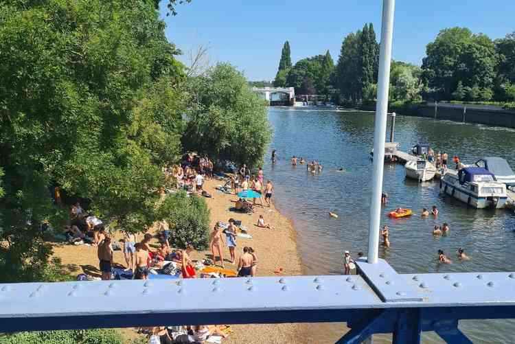 The 'beach' at Teddington Lock last year