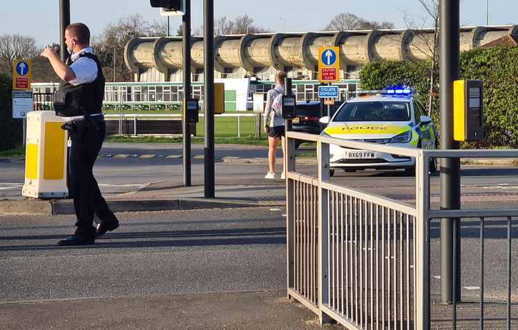 Officer directing traffic