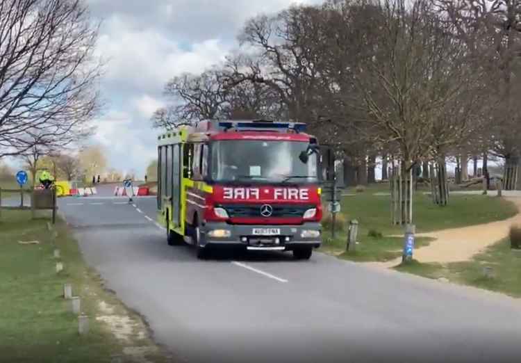 Fire crew attending the scene (picture from video posted by Alistair Parkes)