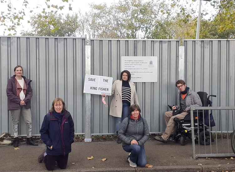 Green London Assembly candidate Andree Frieze (left) with Kingston Councillor Sharron Sumner (middle) and Kingston Green Party launching their campaign to save the Kingfisher