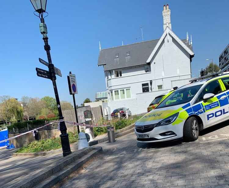 Police vehicles at the scene