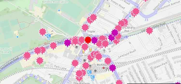 Bikedata from Cycle Streets showing the number of accidents along the A316 and surround streets since 2005