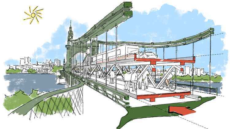 Hammersmith Bridge Artistic impression of new proposal for Hammersmith Bridge (picture Foster + Partners)