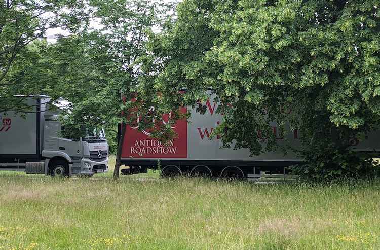 The recognisable Antiques Roadshow van was parked outside Ham House in Richmond yesterday (Credit: Nub News)