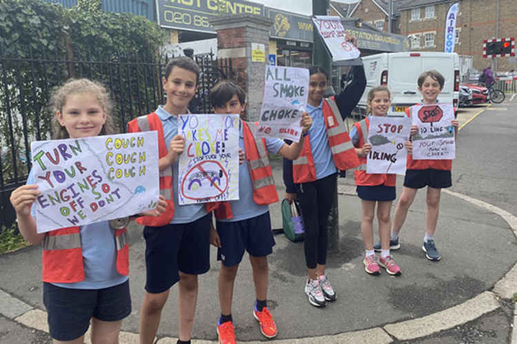 The protest was at the Sheen Lane level crossing