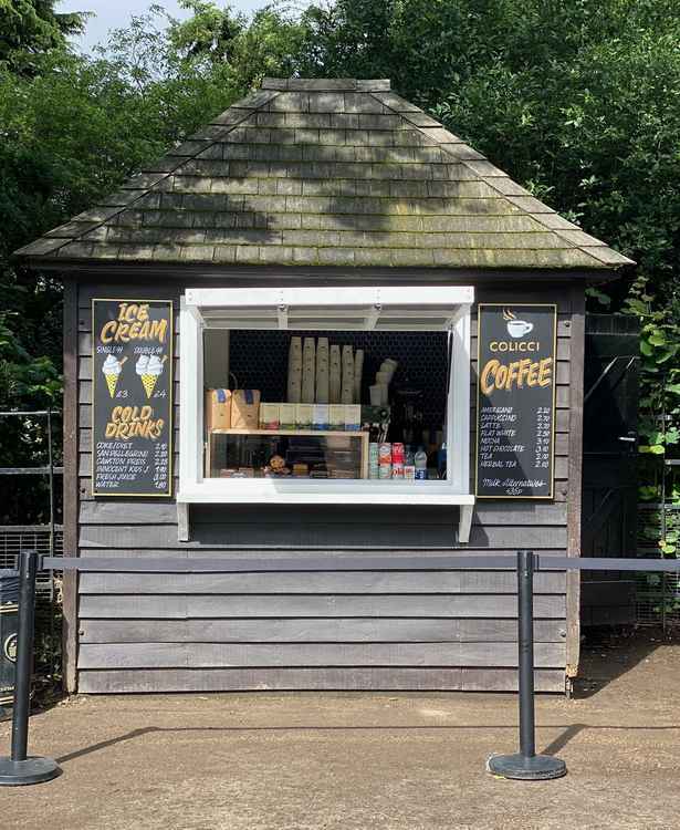 An old keeper's hut at Kingston gate in Richmond Park has been turned into a coffee kiosk (Credit: Bikeboy via Geograph)