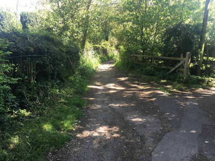 Where the lane past the church turns into a footpath