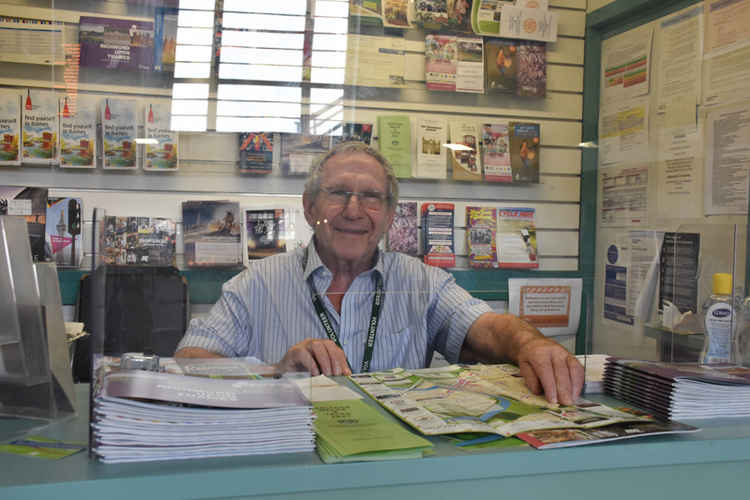 Friendly local volunteer Lee Pascal at the kiosk in Richmond Station (Image: Jessica Broadbent)