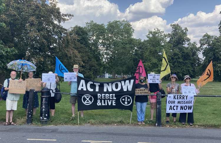 Members of Extinction Rebellion Richmond outside the Elizabeth Gate yesterday