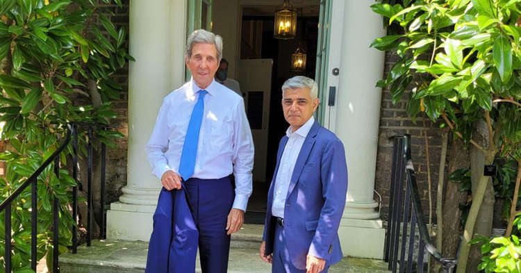 Sadiq Khan and John Kerry at the event (Image: Mayor of London Twitter)