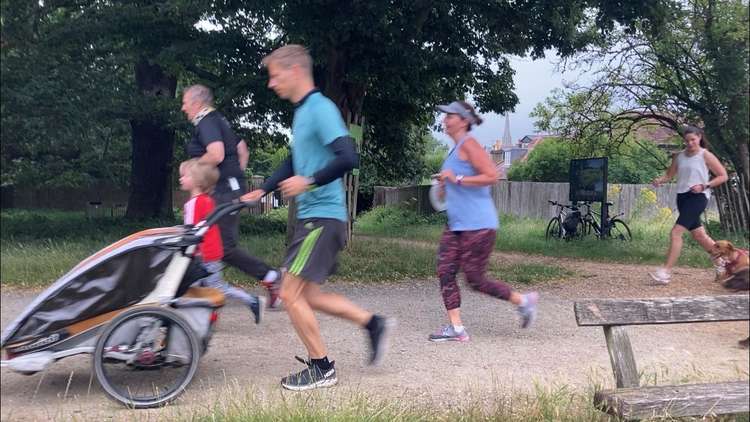 Parkrun attracts a wide variety of attendees both canine and infant. Credit: Rory Poulter.