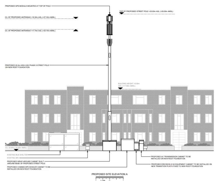 The 5G Mast In Richmond Will Tower Over Homes (Image: Ck Hutchison Networks (Uk) Ltd)