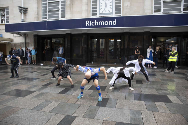 Combination Dance and Rambert Ballet School will be performing again at Marble Hill Park (Image: The flashmob outside Richmond station last month, by Scott David Photography)