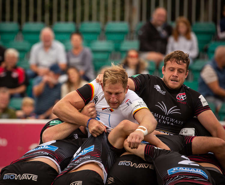 New recruit Mark Bright in action against Cornish Pirates