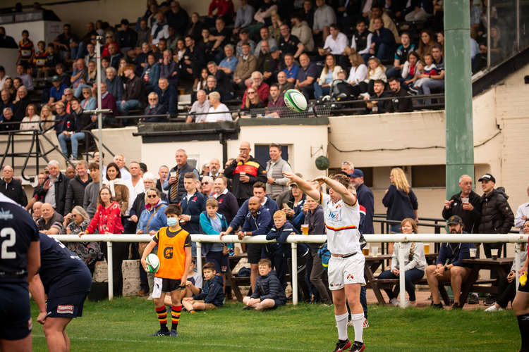 Callum Torpey throws the lineout in front of a packed Athletic Ground two weeks ago