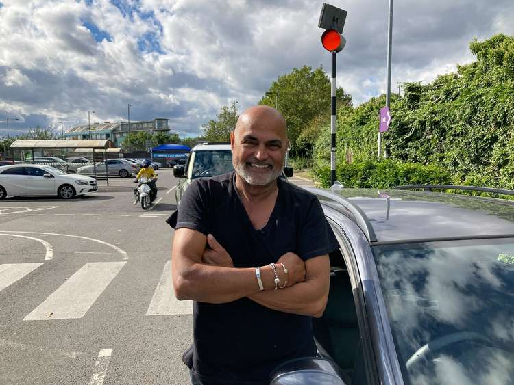 Pepe Oberoi, 65, has waited since 7.30am for fuel. Credit: James Mayer.