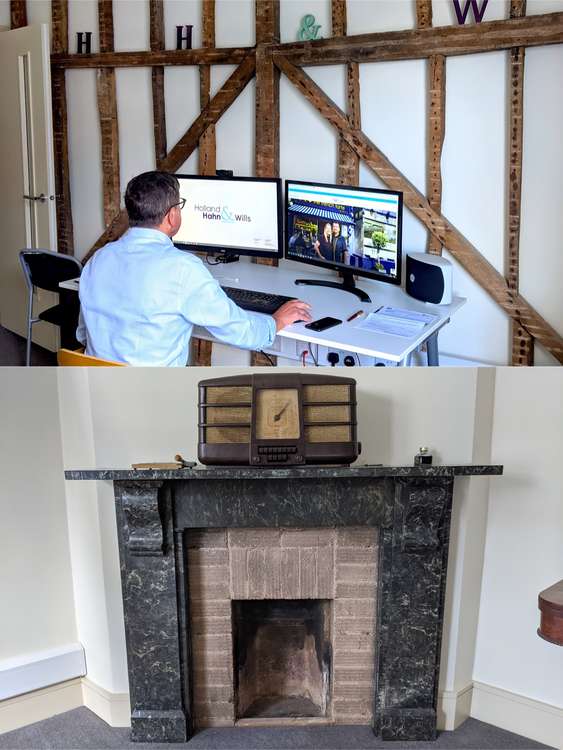 Inside Managing Partner Chris Hirsch's office featuring Tudor beams and a 1700s fireplace (Images: Ellie Brown)